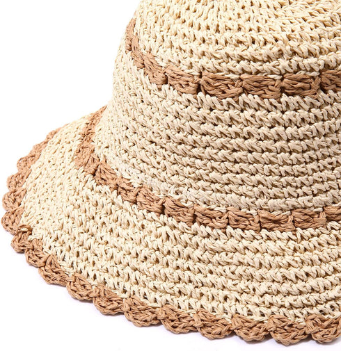 boderier Straw Hats for Women Color Trim Straw Bucket Sun Hat Floppy Straw Beach Hat Packable Summer Vacation Accessories...