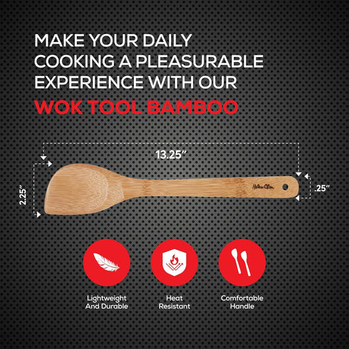 Helen’s Asian Kitchen Left-Handed Natural Bamboo Stir Fry Spatula and Cooking Utensil, 13-Inch...