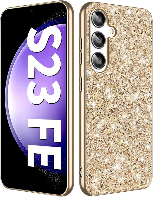 S23 FE Glitter Case for Samsung Galaxy S23 FE 5G Phone Case for Women Girls, Slim Ultra Thin Matte Back Shockproof Protective Cover for Samsung S2...