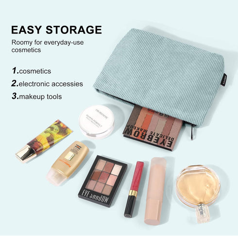MAANGE Small Makeup Bag For Purse, Travel Cosmetic Bag Makeup Pouch Corduroy Portable Versatile Zipper Pouch For Women (GREEN)...