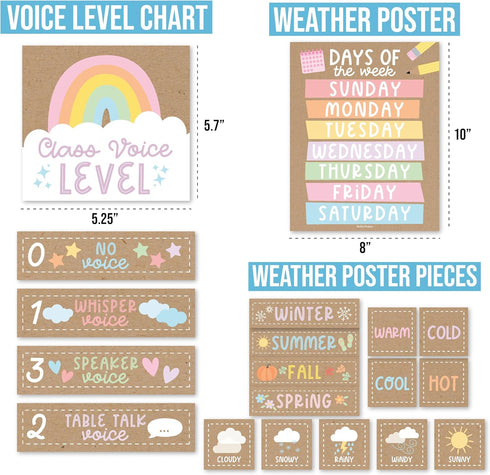 Rustic Classroom Calendar Set Bulletin Board - Bulletin Board Calendar For Classroom Elementary, Teacher Calendar Bulletin Board Sets, Preschool C...