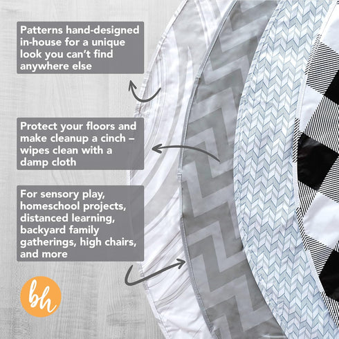 BooginHead SplatMat 52" Extra Large Waterproof Floor Mat for Under High Chair, Marble Swirl...