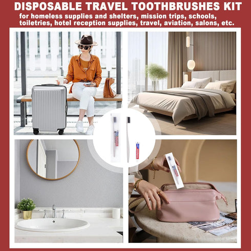 Disposable Toothbrushes with Toothpaste Pack of 60,Straw Apricot Toothbrush in bulk with 10g Toothpaste Individually Wrapped Disposable Travel Too...