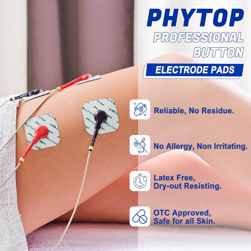 PHYTOP TENS Replacement Pads 20pcs Universal 3.5mm Snap Electrodes Size 2x2...