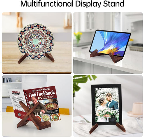 Cook Book Stand for Kitchen Counter - Wooden Recipe Book Holder for Counter Decor, Multifunctional Display Stand, Recipe Book Holder Gifts for Mot...