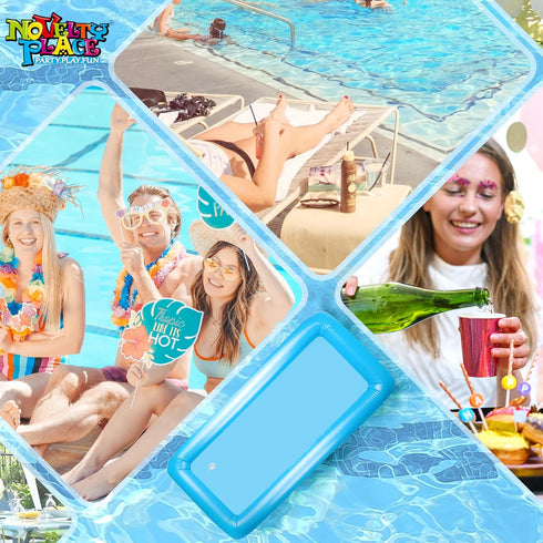 Novelty Place Inflatable Ice Serving Buffet Bar with Drain Plug - Blue Salad Food Tray and Drinks Cooler for Party Picnic & Camping (Pack of 1)...