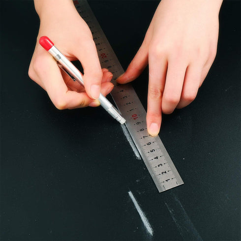 Mudder 2 Pieces Soapstone Pencil Holders Round Soapstone Marker Chalk Pencil with 12 Pieces Refills for Welding Tools and Markers Removable Markin...