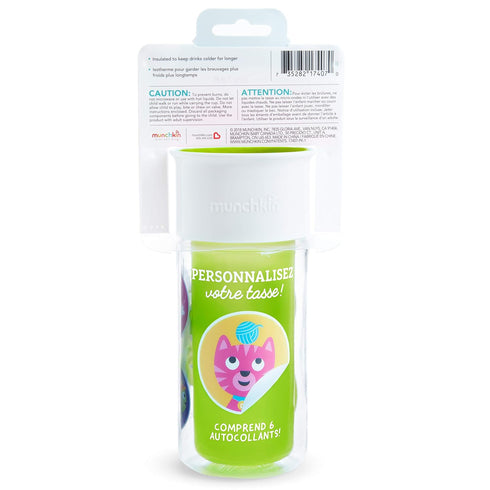 Munchkin® Miracle® 360 Insulated Sippy Cup, Includes Stickers to Customize Cup, 9 Ounce, Green...