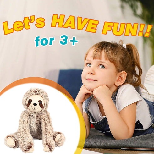 Easfan 17'' Sloth Stuffed Animal Realistic Cute Plush Toy Soft Tree Sloth Plushie Stuff Adorable Birthday for Kids Boys Girls, Brown...