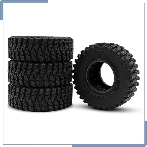 Soft Rubber RC 1.0 Tires 58MM with Foam Insert 4PCS for 1/18 TRX4M Upgrades 1/24 SCX24 Tires...