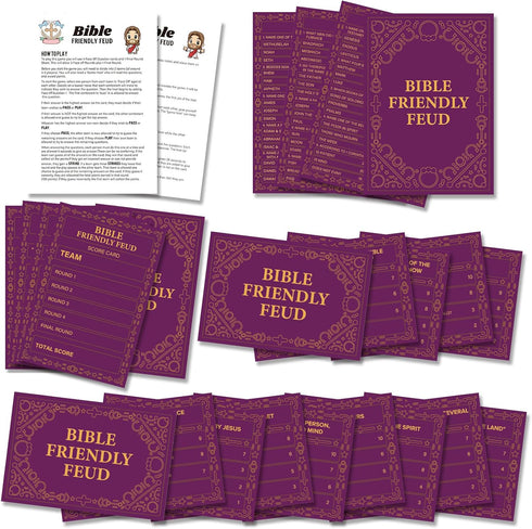 Bible Friendly Feud Game Set, Bible Game Supplies, Bible Games for Adults and Teens, Feud Quiz, Church Family Feud, Games for Church Group, Fun Ho...
