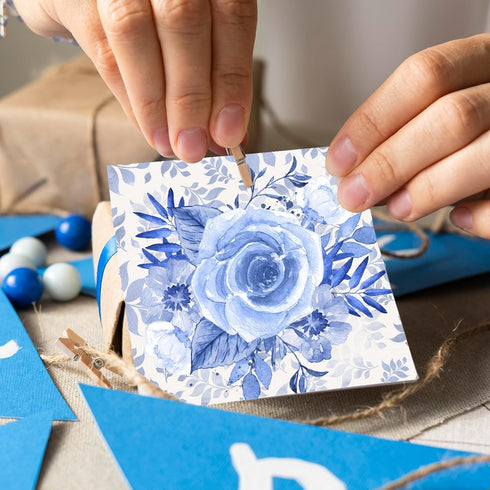 28 Sheets Scrapbook Paper, 6"X6" Inch Floral Scrapbook Paper 160gsm Cardmaking Craft Paper Pack Decorative Paper for Card Making (Blue Flowers)...