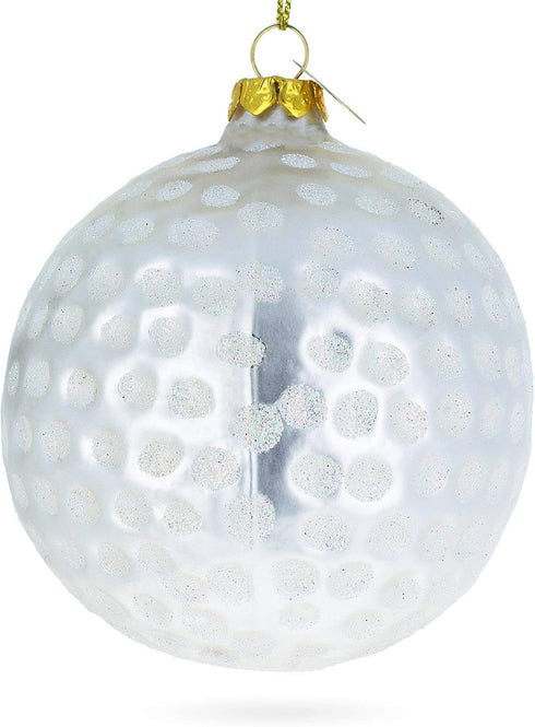 Textured Golf Ball Blown Glass Christmas Ornament...