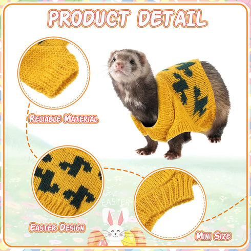 4 Pcs Easter Ferret Clothes Hamster Sweater Guinea Pig Clothes Bunny Costume Knitted Sweatshirt for Warm Winter Easter Vest Clothing Ferret Access...