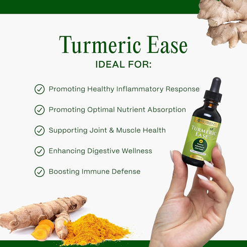 Go Nutrients Turmeric Ease - Organic Turmeric Supplement with Curcumin, Ginger & Black Pepper – Liquid Drops Extract Tincture for Quick Absorption...