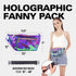Holographic Fanny Pack Belt bag - Crossbody Waist Bag for Men or Women - Hands-Free, Waterproof Large Bumbag for Hiking, Running, and Travel (purp...