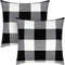 Syntus Set of 2 Buffalo Check Throw Pillow Covers Farmhouse Outdoor Plaid Square Pillow Cushion Case Black and White Polyester Linen for Christmas...