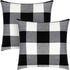 Syntus Set of 2 Buffalo Check Throw Pillow Covers Farmhouse Outdoor Plaid Square Pillow Cushion Case Black and White Polyester Linen for Christmas...