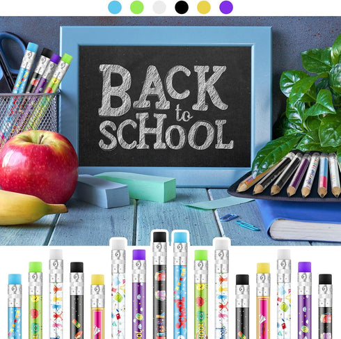 Woanger 72 Pcs Welcome Back to School Pencils First Day of School Pencils Fun Kindergarten Pencils Mini Pencils with Erasers Pencils Gifts for Kid...