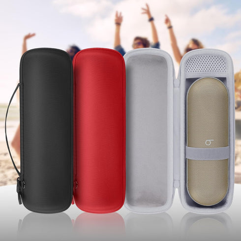 for Beats Pill Wireless Bluetooth Speaker Hard Protective Case with Shoulder Strap, Portable Travel Case Replacement (Champagne Gold Case) - co2CR...