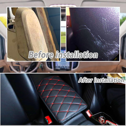 Comfortable PU Leather Car Armrest Cushion for Elbows and Forearms Pressure Relief,Fully Protected Armrest Seat Box of Cars,Trucks,SUVs,Universal ...
