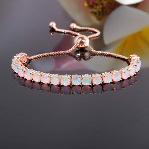 CiNily Adjustable Silver Plated Opal Tennis Bracelet for Women Girls - Fashion Jewelry Gift | Opal Bracelets in Sterling Silver,Rose Gold and Yell...