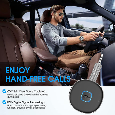 Bluetooth Aux Receiver, Portable 3.5mm Aux Car Adapter, Bluetooth 5.0 Wireless Audio Receiver for Car/Home Stereo/Wired Headphones/Speaker, 16H Ba...