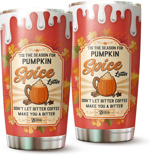 The Season for Pumpkin Spice Tumbler 20Oz - Pumpkin Halloween Tumbler 20Oz Pack 1 - Stainless Steel Travel Tumbler - Halloween Cup Gift for Men, W...