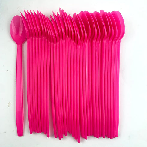 7.8"Inch Pink Long Plastic Soda & Sundae Spoons,Disposable Spoons Great for Milkshakes, Tea and Floats,Cocktail Stirring,Yogurt Ice Cream Spoons,F...