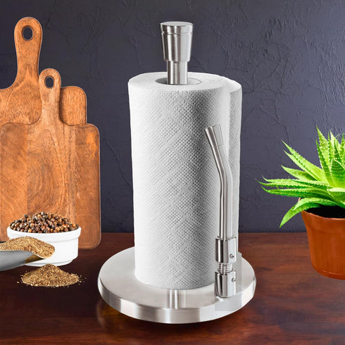 OGGI Stainless Steel Paper Towel Holder - with Tension Arm and Tear Bar, 13" Height - Stainless Steel Construction...