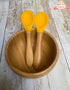 Baby Spoons Bamboo Feeding Spoon 5.5" with Silicone Tip BPA Free Toddler Food Spoons Yellow 2 PACK...