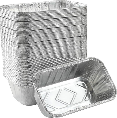 50 Pack 1Lb mini Loaf Pans Heavy Duty Disposable Aluminum Foil Bread Tins Standard Size - 6" X 3.5" X 2.5" Oven Safe Sturdy Small Bread Tin Pans-1...