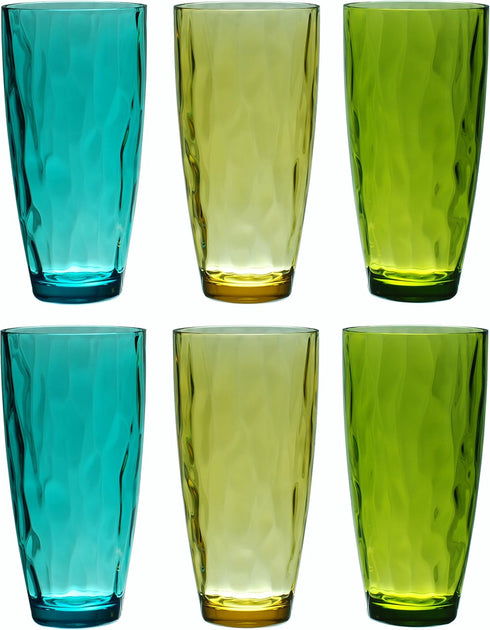 QG 23 fl oz BPA Free Acrylic Plastic Iced Tea Cup Glass Tumbler Set of 6 - Assorted Colors DF131...