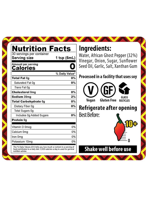 African Ghost Pepper Hot Sauce by African Dream Foods | All Natural Thick and Chunky Bhut Jolokia with Seeds| Made in Africa | 5 fl oz Glass Bottl...