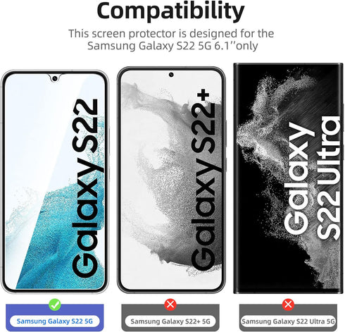 NEW'C [3 Pack Designed for Samsung Galaxy S22 5G, Screen Protector Tempered Glass, Case Friendly Anti Scratch Bubble Free Ultra Resistant...