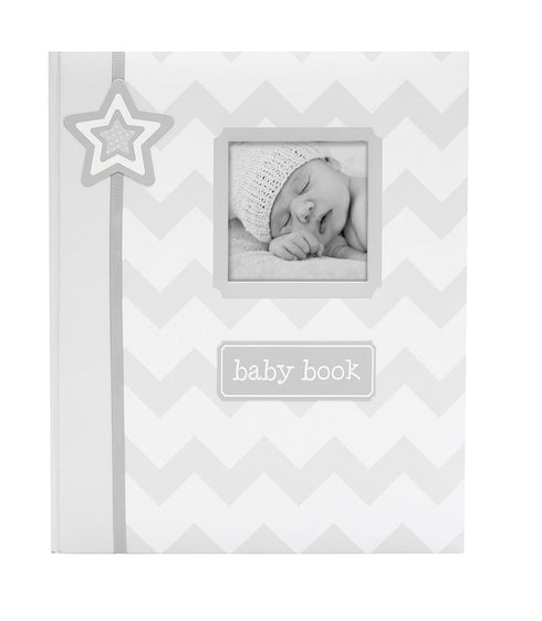 Lil' Peach First 5 Years Chevron Baby Memory Book, Newborn Milestone Keepsake Journal Scrapbook, Gift For New And Expecting Parents, 46 Fill In Pa...
