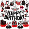 LARRAZABAL Rock and Roll Birthday Party Decorations Music Themed Party Decorations Include Happy Birthday Banner Hanging Swirls and Honeycomb Cent...