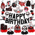 LARRAZABAL Rock and Roll Birthday Party Decorations Music Themed Party Decorations Include Happy Birthday Banner Hanging Swirls and Honeycomb Cent...