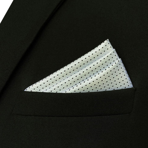 S&W SHLAX&WING Mens Pocket Squares White with Black Dots for Suits Foulard...