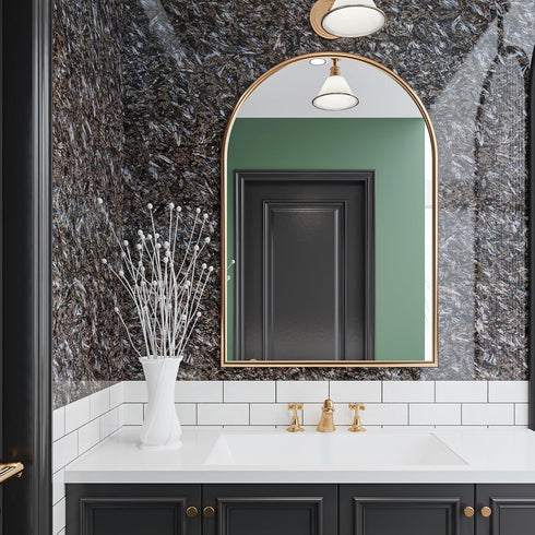 Black Granite Marble Contact Paper for Countertop Glossy Blue Gold Granite Peel and Stick Marble Wallpaper Dark Waterproof Removable Vinyl Wall Pa...