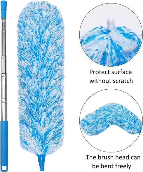 4 Upgraded 55-inch Long Microfiber Dusters with Telescopic Handle More Durable Fibers, Feather Dusters Perfect for household cleaning, office clea...
