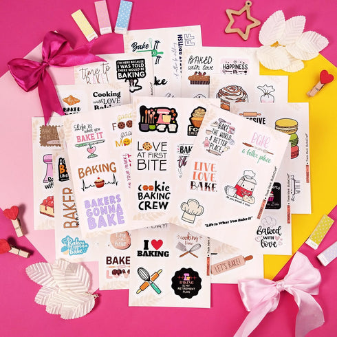 100Pcs Baking Stickers Funny, Bakery Stickers for Water Bottles - Baking Laptop Decals, Baking Party Favors for Kids Birthday Party, Bakery Themed...