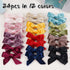 Yxiang 24PCS Velvet Hair Clips and Barrettes for Baby Girls, 4 inches Hair Bows Fully Lined Non Slip Barrettes Christmas Hair Accessories for Todd...