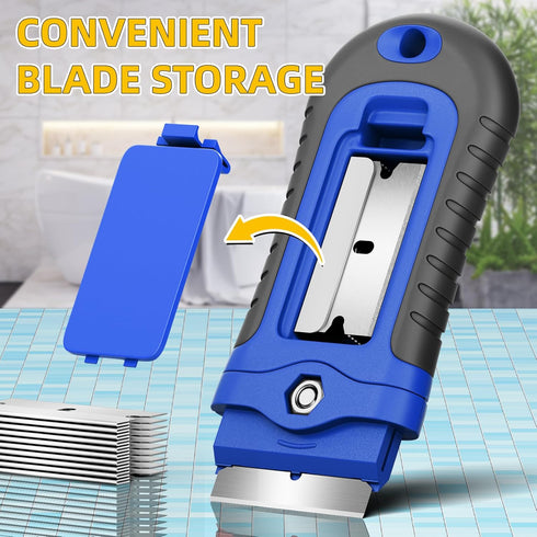 DIYSELF 1 Pack Razor Blade Scraper, Glass Scraper with Extra 15 Blades, Professional Razor Scraper for Glass Stove Top, Window, Cooktop Cleaning, ...