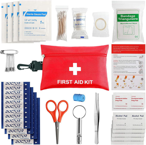 First Aid Kit - 97 Piece - Small Travel First Aid Kit, Ideal for Cars, Schools, Sports, Homes, Travel, Camping, Hiking...