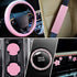 10 Pc Pink Leather Steering Wheel Cover Set - With Seat Belt Pads, Cup Holders, Bling Buttons...