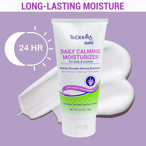 TriDerma Daily Calming Baby Moisturizing Lotion for Baby's Sensitive Skin with Soothing AP4 Aloe Vera, Avocado & Vitamins B & E, Fragrance Free, 6...