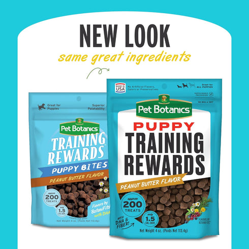 Pet Botanics 4 oz. Pouch Training Rewards Puppy Bites Soft & Chewy, Peanut Butter Flavor, with 200 Treats Per Bag, The Choice of Top Trainers...