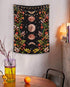 Lifeel Moonlit Garden Tapestry, Moon Phase Surrounded by Vines and Flowers Black Wall Decor Tapestry 60×80 inches...