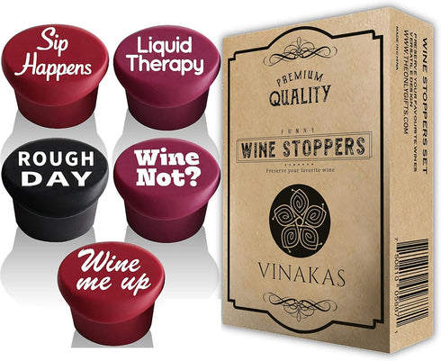 Funny Silicone Wine Stopper Set – Must-Have Wine Accessories & Perfect Wine Gifts for Women & Men – Airtight & Reusable...